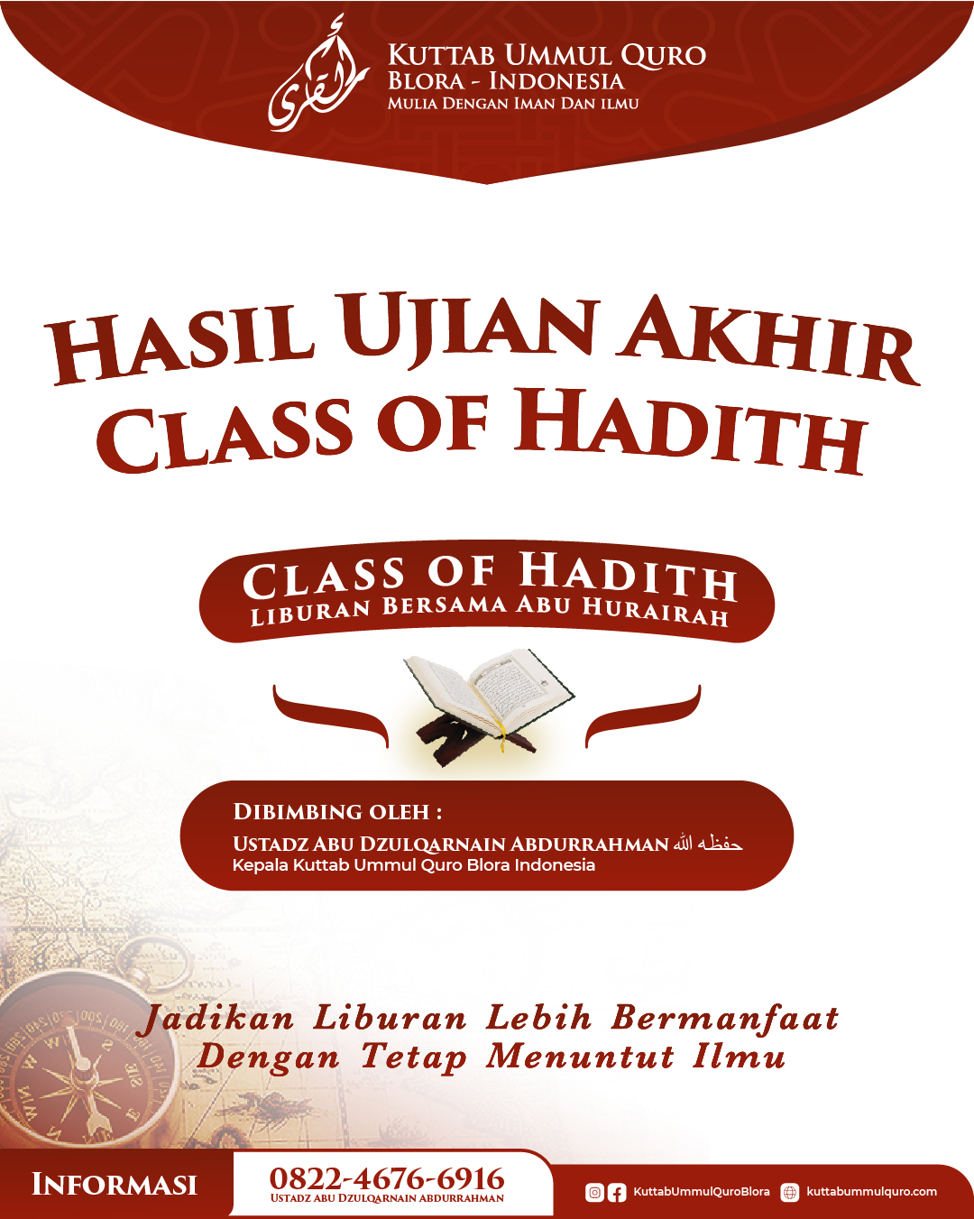 Hasil Ujian Akhir Class of Hadith